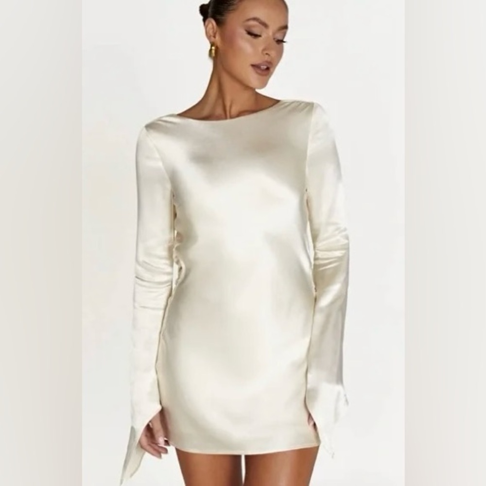 Meshki Davina Backless Mini Dress Ivory - Picture 2 of 5